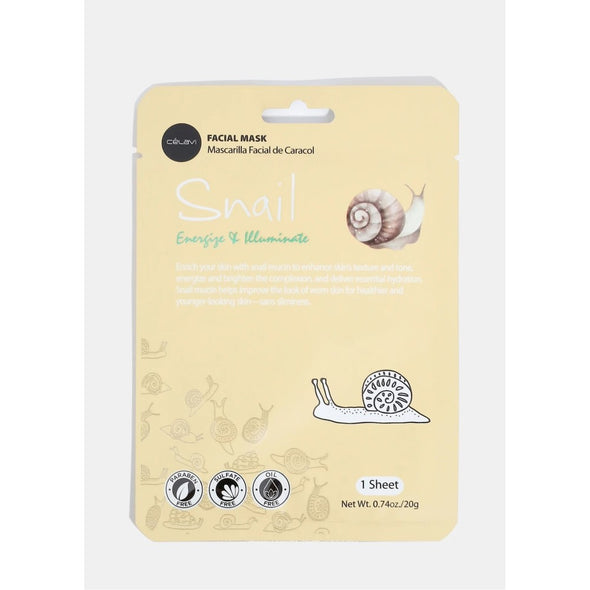 Celavi - Facial Sheet Mask, Snail (Masque en feuille, Vitamine C)