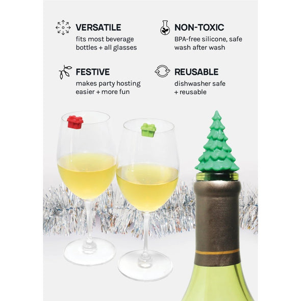 Christmas Wine/Drink Marker Set (Set de marqueurs de Noël pour vin/boissons )