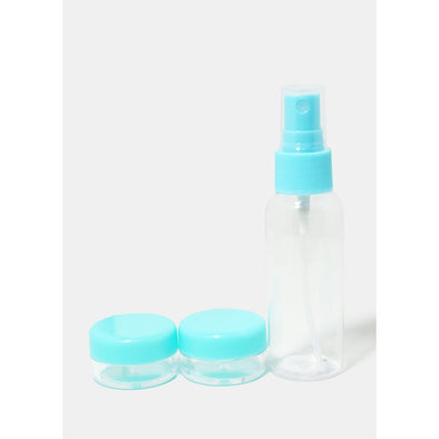 Beauty - 3-Piece Travel Spray Bottle & Jar Set, Blue (Set de 3 flacons et pots de voyage,bleu)