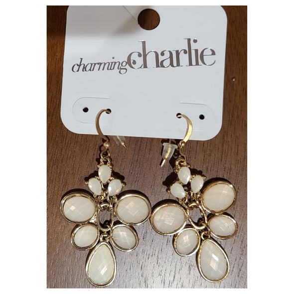 Charming Charlie - Pendant White Gemstones Earrings (Boucles d'oreilles pendantes avec pierres blanches )