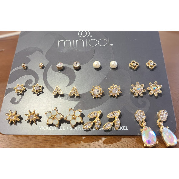 Minicci - Assorted Design, 12-Pair Set of Earrings (Design assorti, jeu de 12 paires de boucles d'oreilles)