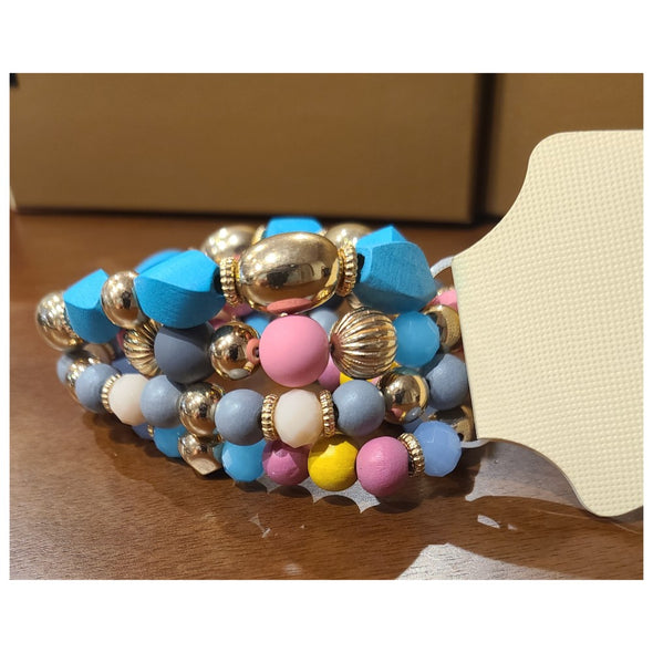 Sophia & Kate - Set of 4 Multicolor Beads Bracelet (Ensemble de 4 bracelets en perles multicolores multicouches)