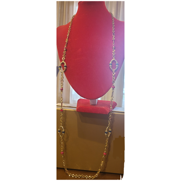 The Limited - Long Necklace with red and navy details (Long collier avec détails rouges et marins)
