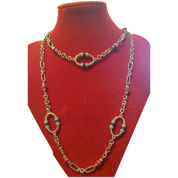 The Limited - Long Necklace with red and navy details (Long collier avec détails rouges et marins)