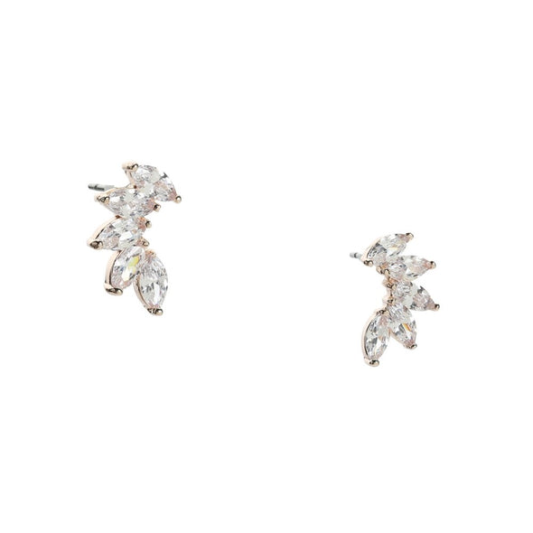 Kelly & Katie - Crystal Leaves stud earrings (Boucles d'oreilles, feuilles en cristal)