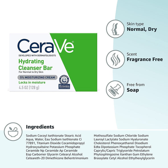 CeraVe - Hydrating Cleanser Bar (Barre nettoyante hydratante)