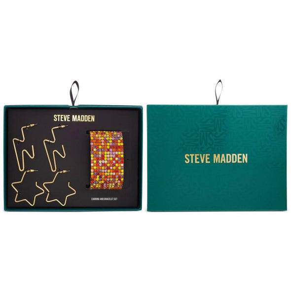 Steve Madden - Multicolor Pavé Stretch Bracelet & 2-Pc. Hoop Earring (Bracelet en pavé multicolore et paire de boucles d'oreilles en anneau)