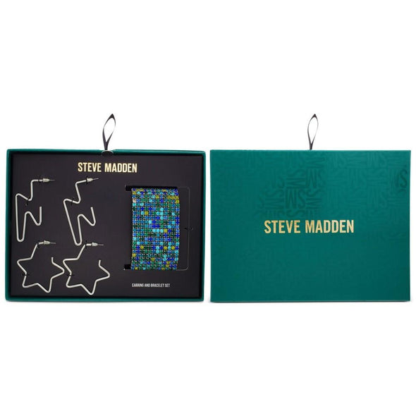 Steve Madden - Multicolor Pavé Stretch Bracelet & 2-Pc. Hoop Earring (Bracelet en pavé multicolore et paire de boucles d'oreilles en anneau)