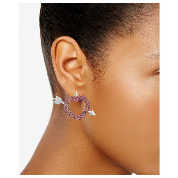 Steve Madden - Interchangeable Crystal Charm Medium Hoop Earrings (Boucles d'oreilles en anneau moyen avec charmes en cristal échangeables)
