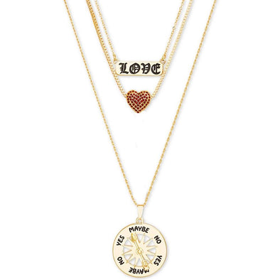 Steve Madden -  Heart "Love" Layered Pendant Necklace (Collier à pendentif de coeur "Love")