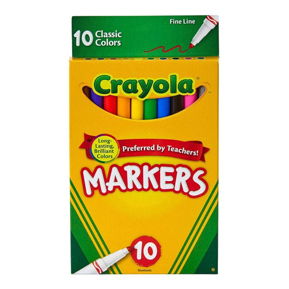 Crayola - Classic Thin Line Marker Set, 10-Colors (Boîte Classique de 10 marqueurs à ligne fine)
