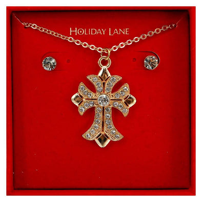 Holiday Lane - Cross Earrings and Necklace set (Ensemble boucles d'oreilles et collier, croix)