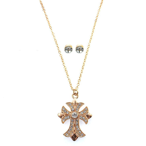 Macy's - Holiday Lane, Cross Earrings and Necklace set (Ensemble boucles d'oreilles et collier, croix)
