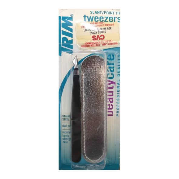 Trim - Slant Tips Tweezers, with case (Pince à pointes obliques avec pochette)