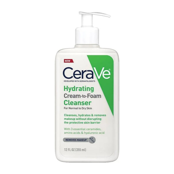 Cerave - Hydrating Cream-to-Foam Cleanser, 12oz (Nettoyant hydratant de crème à mousse)